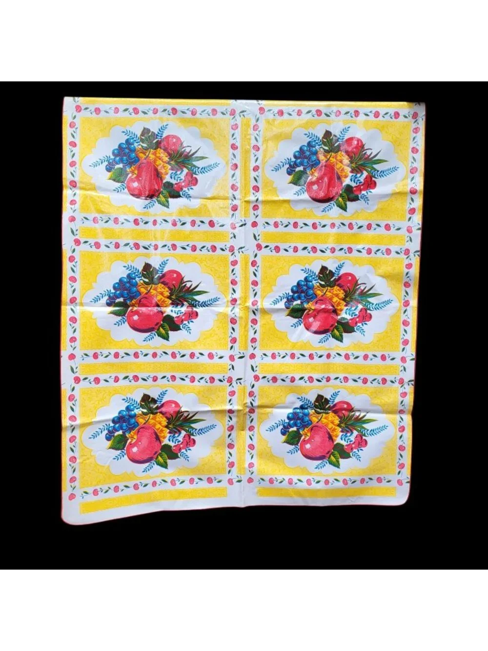 Vtg Oilcloth Tablecloth Colorful Fruit Print 39